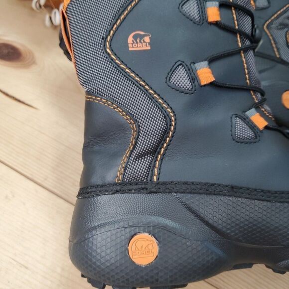 Sorel Youth 5/Women 6 Winter Snow Boots "Icepack" Black Orange Tech Lite EUC - Picture 4 of 14